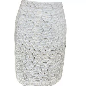 Ann Taylor Ivory Eyelet Embroidered Pencil Skirt